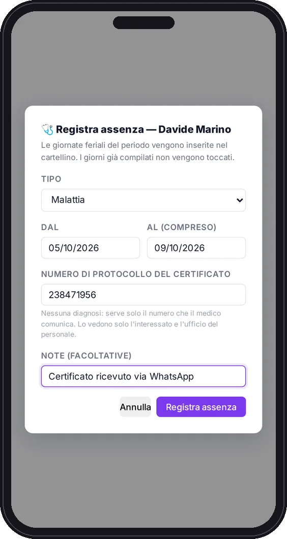 Ferie, permessi e assenze