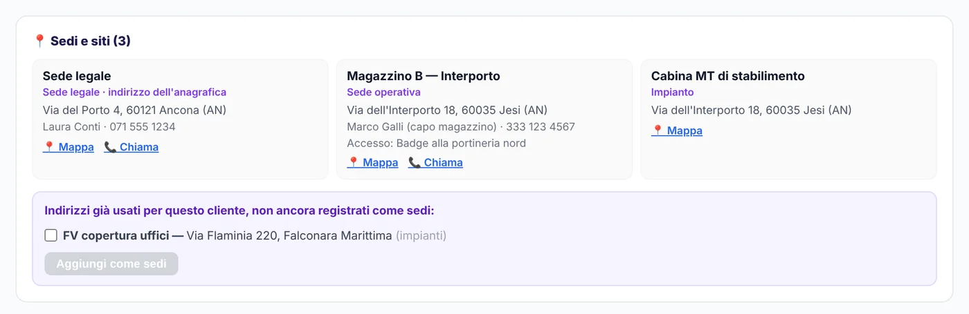 Sedi e siti del cliente